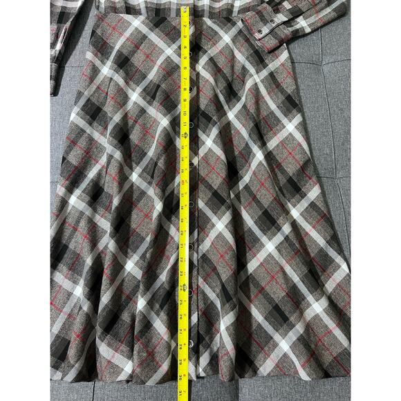 Chadwicks Dress Women Medium* Flannel Brown Gray/Red A Line Cottage Boho - Picture 6 of 13